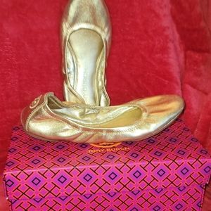 Tory Burch Ballet Gold size 7.5